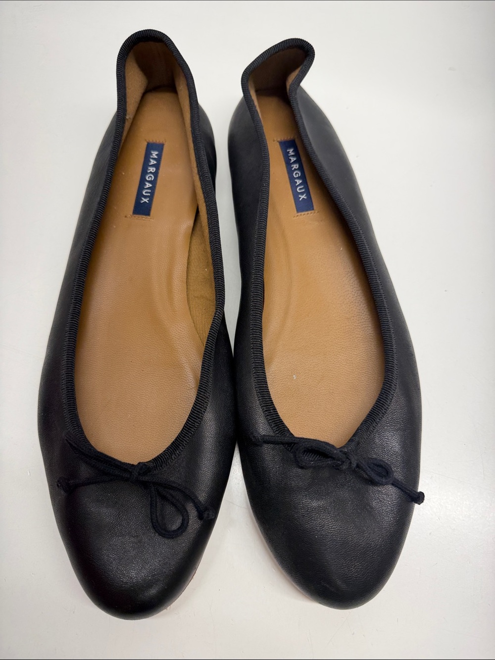 Margaux The Demi Ballet Flats Slip On Shoes Nappa Leather Bow Black Size 13.5